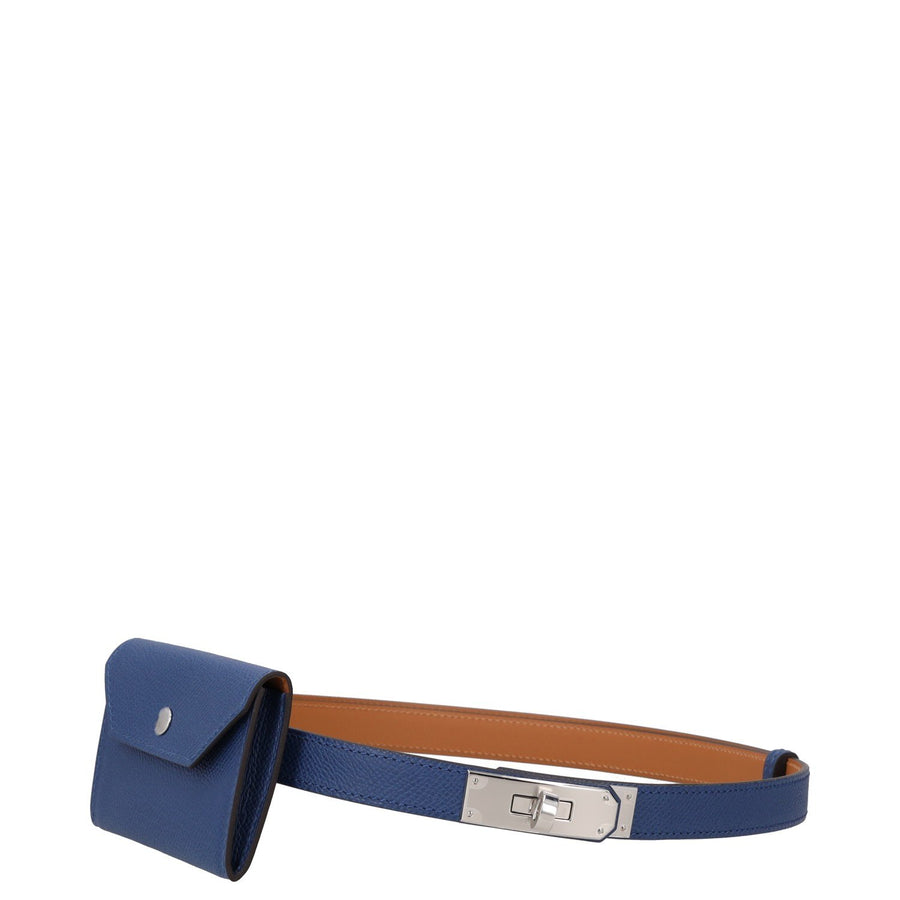 Hermès Kelly Pocket Belt Blue And Tan Leather Pouches