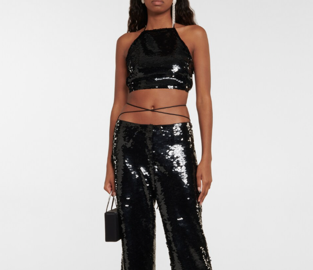 Magda Butrym Sequined Halterneck Crop Top