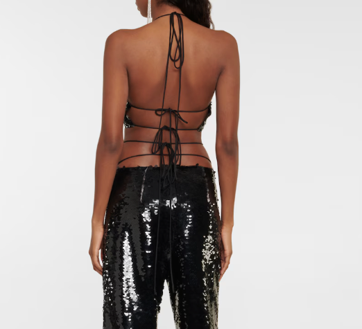 Magda Butrym Sequined Halterneck Crop Top