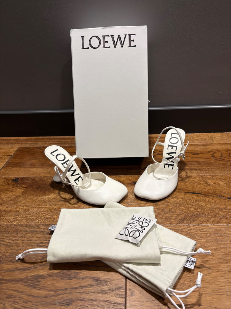 Loewe Toy Leather Heeled Shoes 38 White