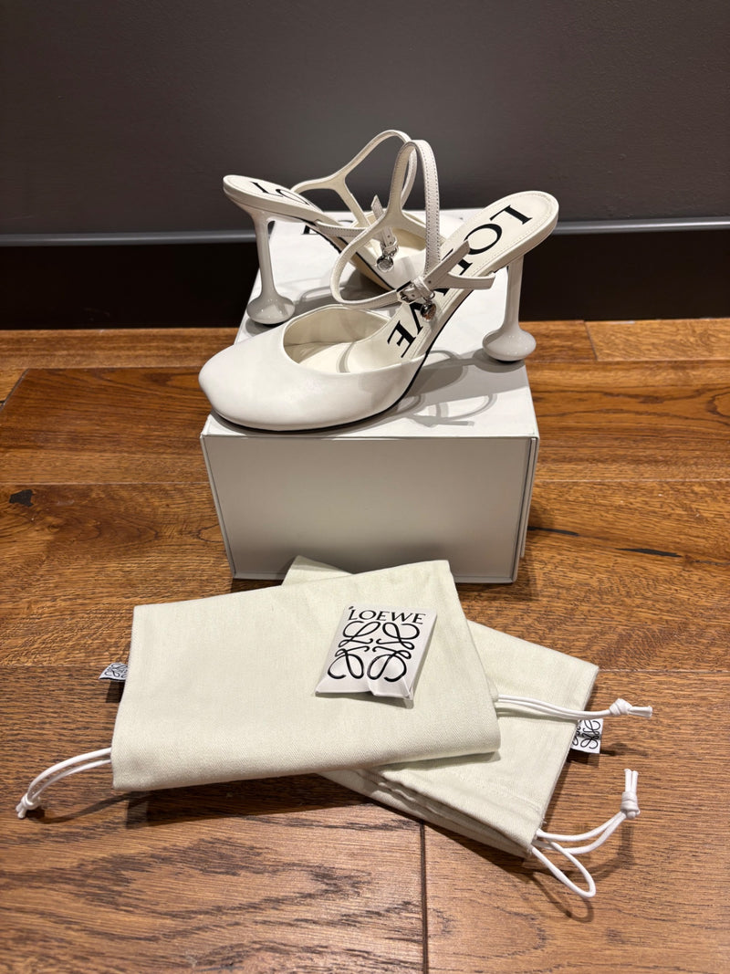Loewe Toy Leather Heeled Shoes 38 White