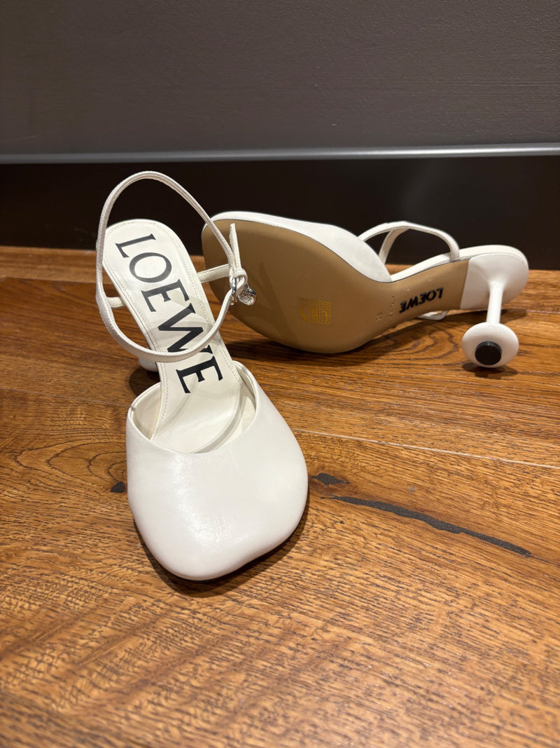 Loewe Toy Leather Heeled Shoes 38 White
