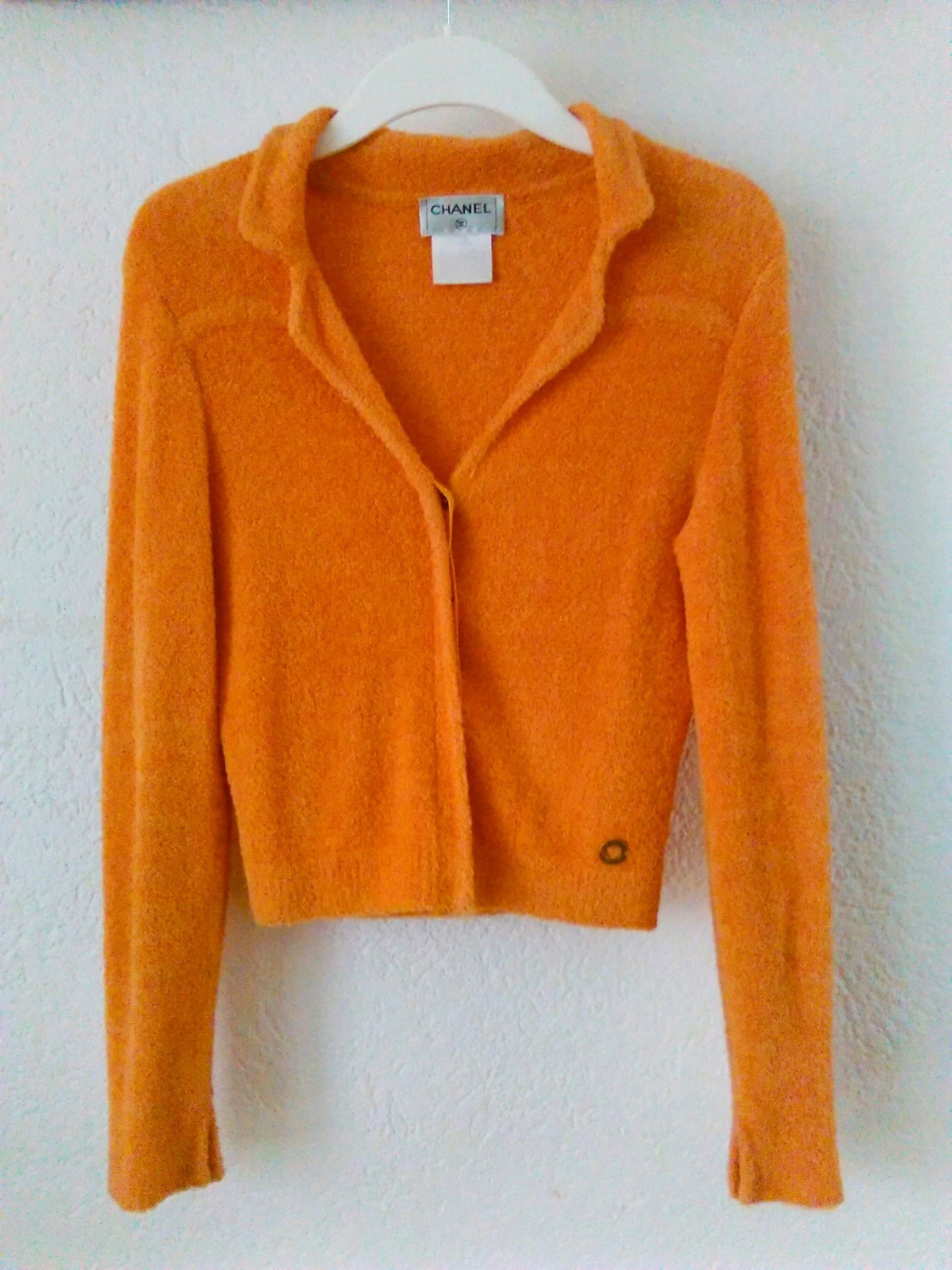 CHANEL ORANGE TEXTURED KNIT JACKET