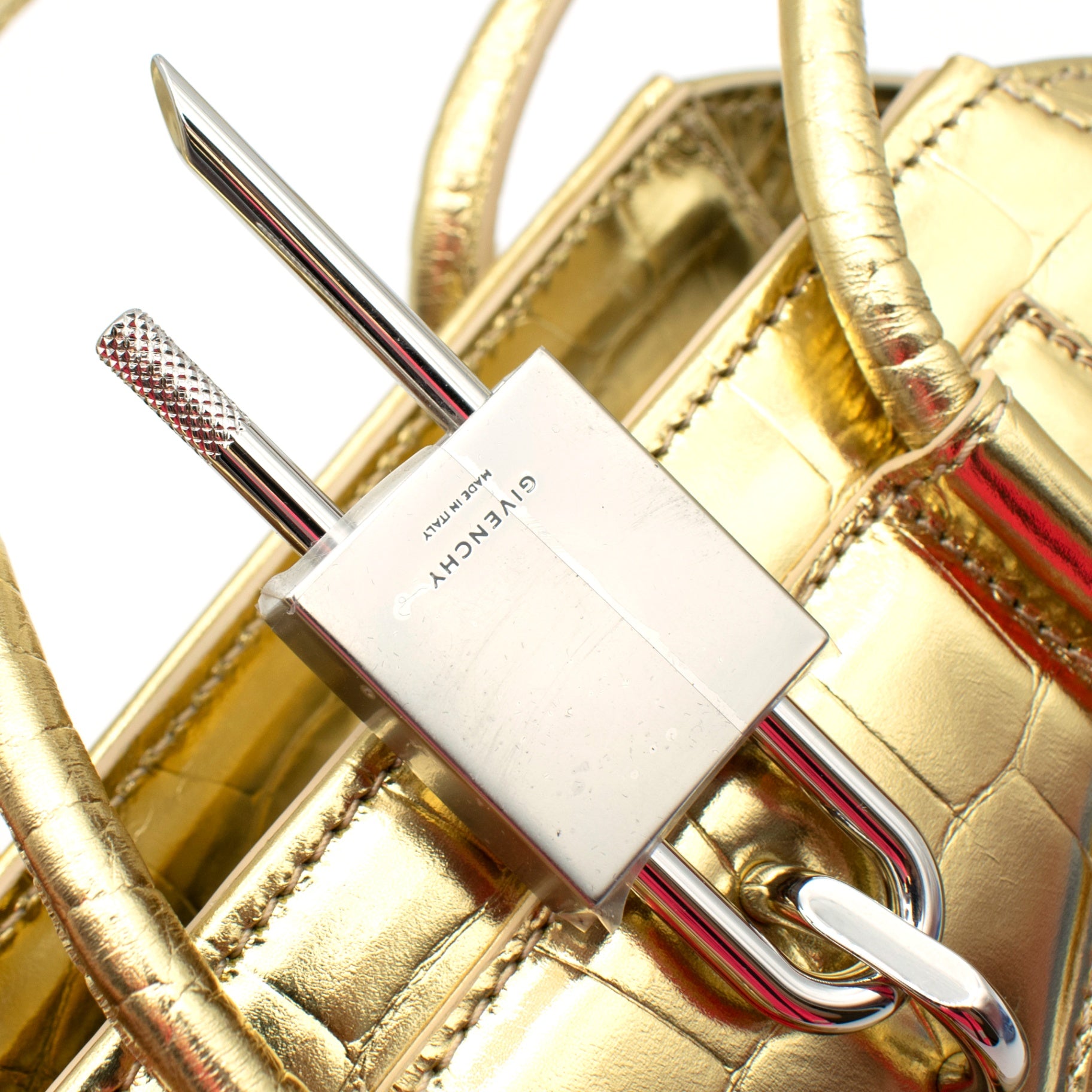 Givenchy Antigona Lock Crocodile-embossed Leather Bag