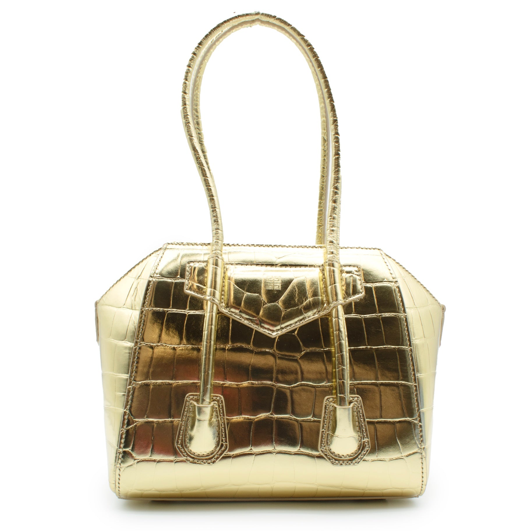 Givenchy Antigona Lock Crocodile-embossed Leather Bag