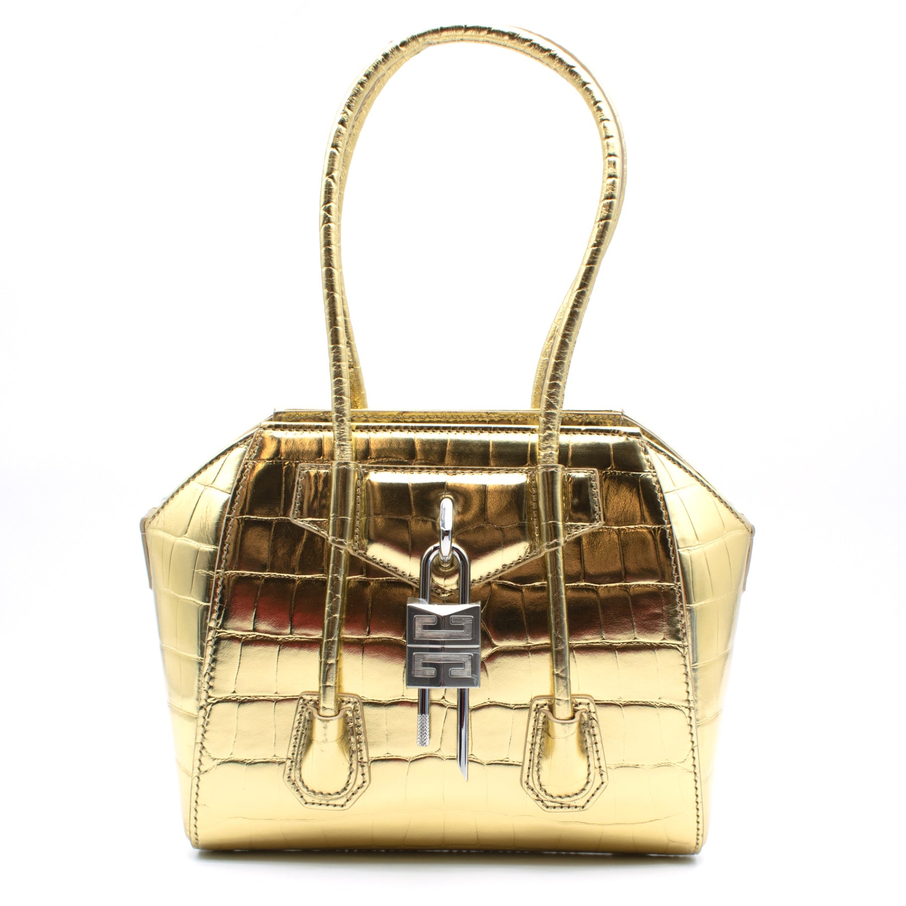 Givenchy Antigona Lock Crocodile-embossed Leather Bag