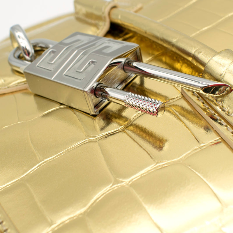 Givenchy Antigona Lock Crocodile-embossed Leather Bag