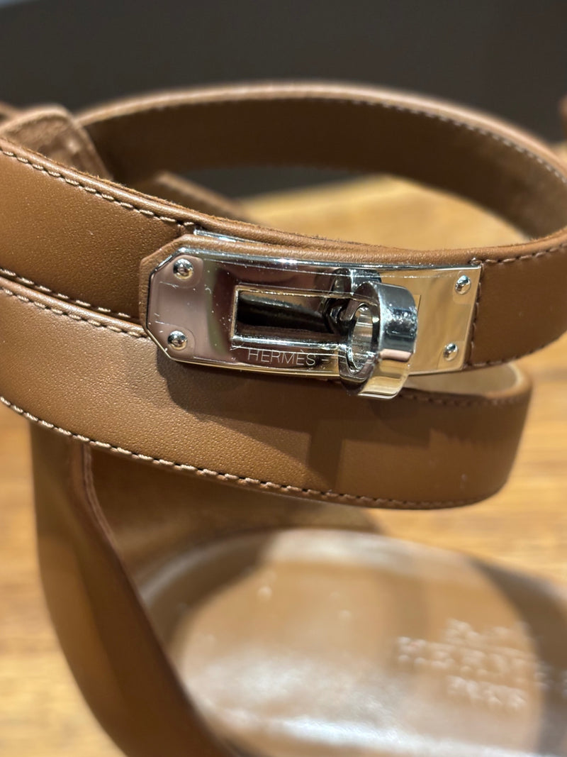 Hermes Sandals Nuba 50 Size 38 Brown