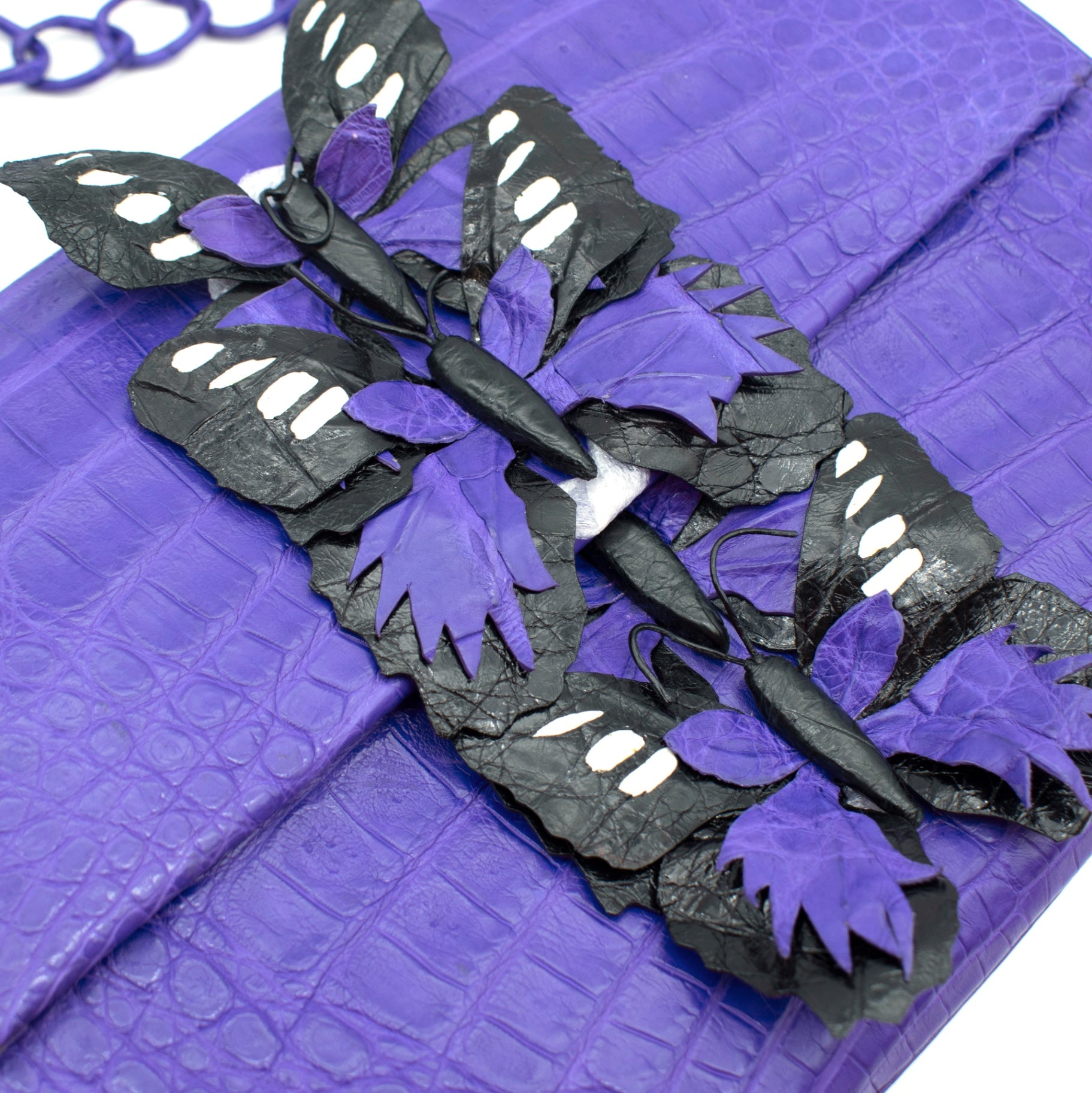 Nancy Gonzalez Butterfly Crocodile Flap Bag