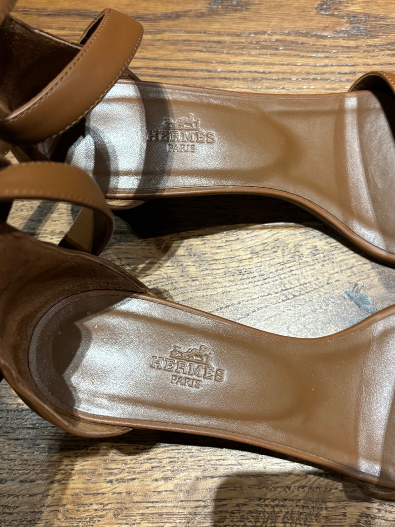 Hermes Sandals Nuba 50 Size 38 Brown