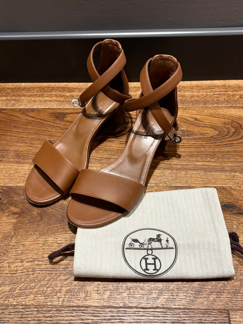 Hermes Sandals Nuba 50 Size 38 Brown