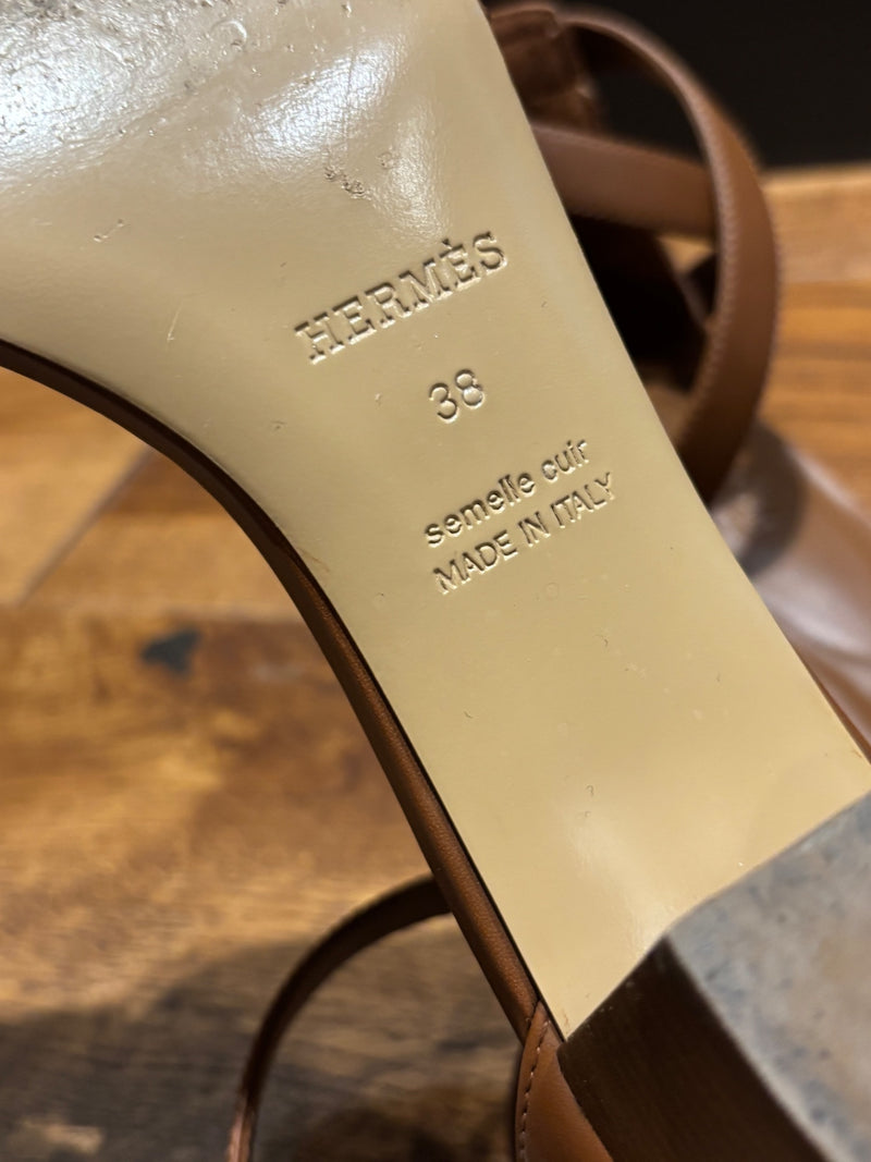 Hermes Sandals Nuba 50 Size 38 Brown