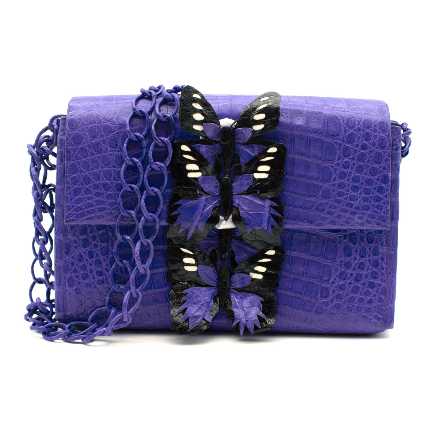 Nancy Gonzalez Butterfly Crocodile Flap Bag