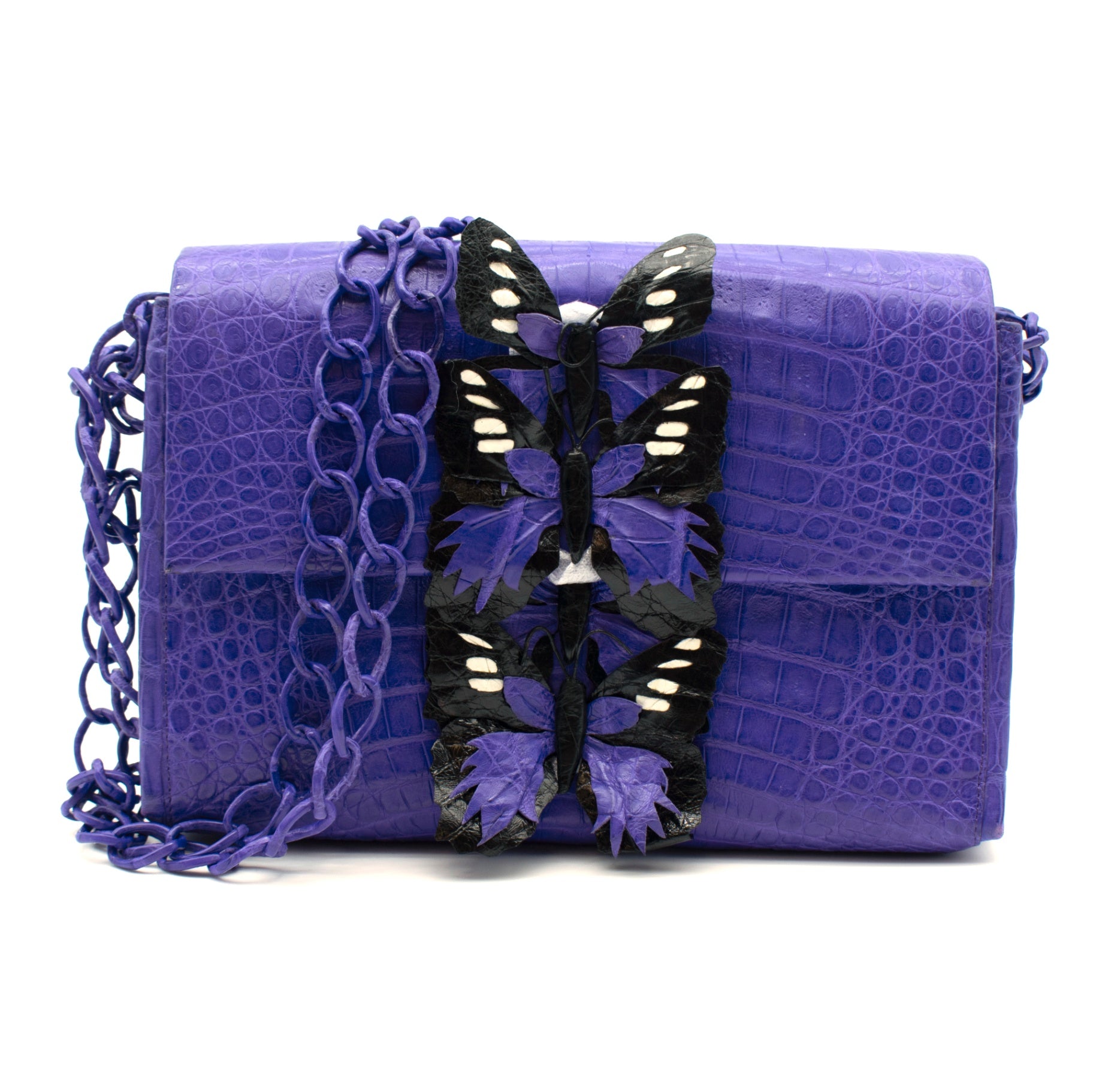 Nancy Gonzalez Butterfly Crocodile Flap Bag