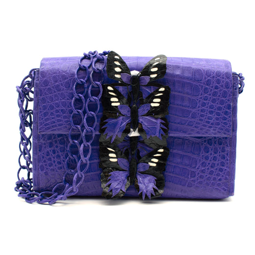 Nancy Gonzalez Butterfly Crocodile Flap Bag