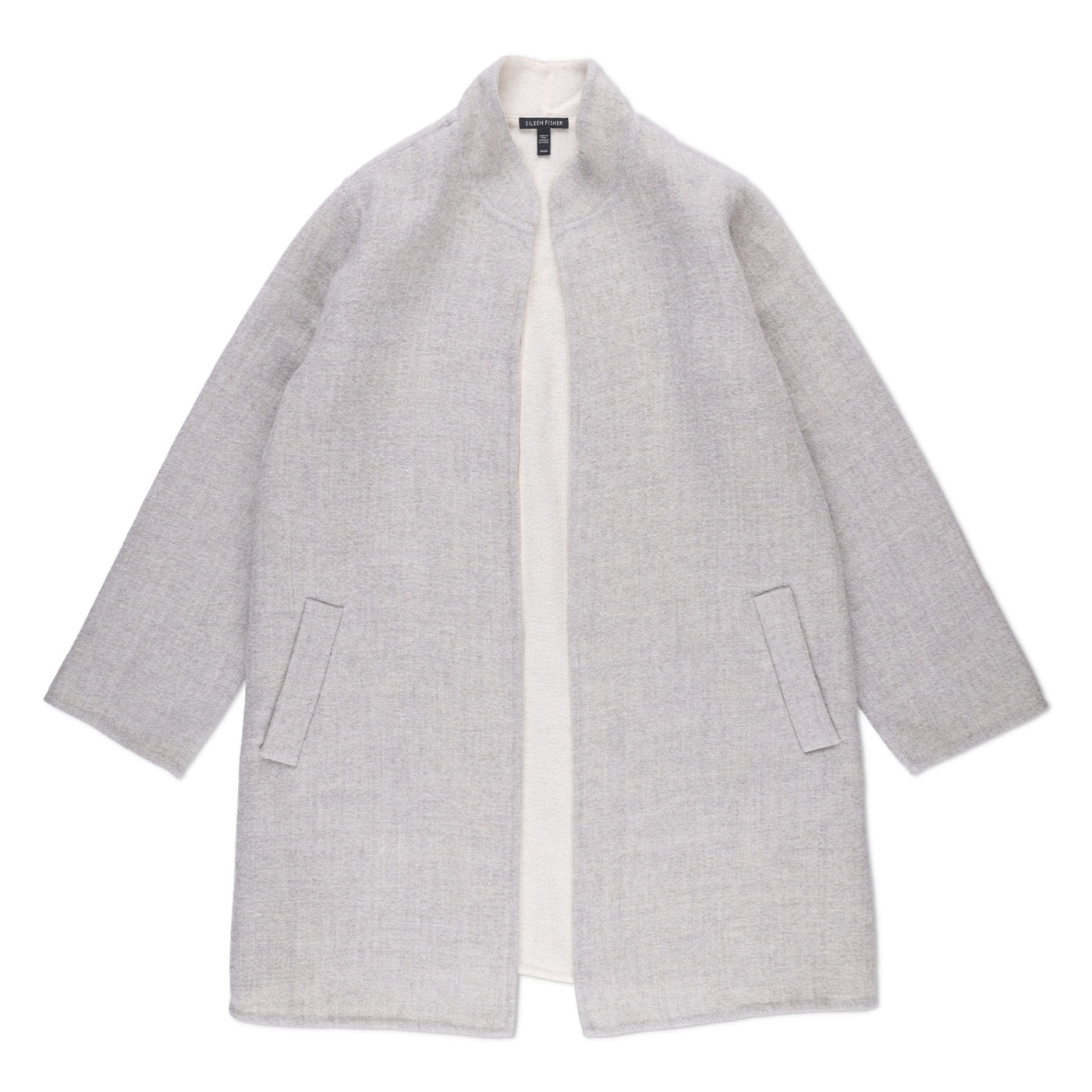 Eileen Fisher High Collar Cozy Bouclé Wool Knit Coat
