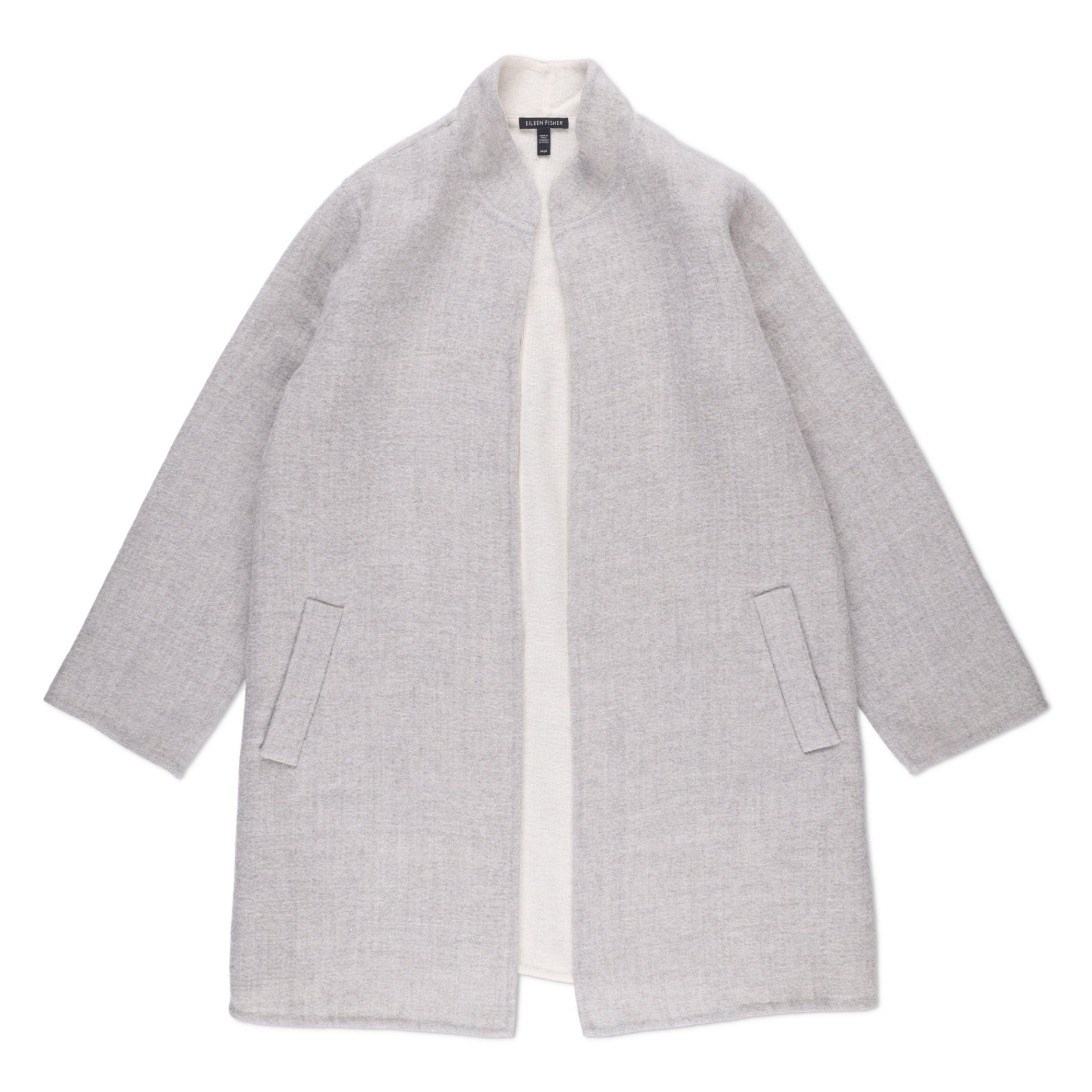 Eileen Fisher High Collar Cozy Bouclé Wool Knit Coat
