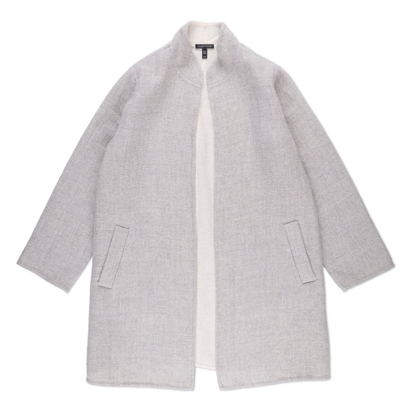 Eileen Fisher High Collar Cozy Bouclé Wool Knit Coat
