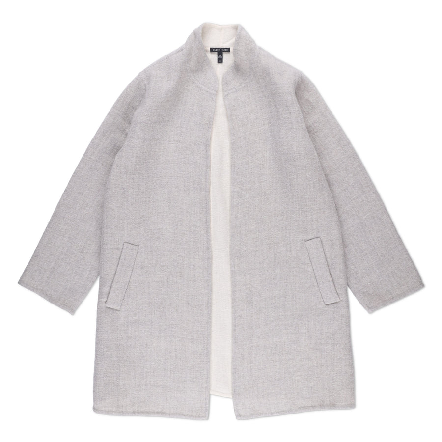 Eileen Fisher High Collar Cozy Bouclé Wool Knit Coat