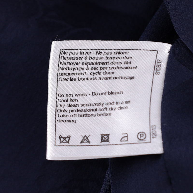 Chanel Navy Blue and White Windowpane Cotton Tweed Jacket