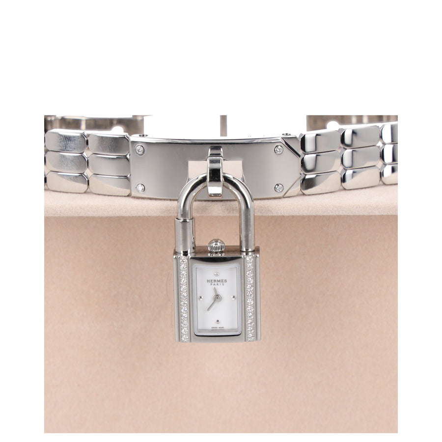 Hermès Kelly Watch, Mini Model, 16 Mm & Watch Clochette Lanyard Necklace Silver Stainless Steel Watches