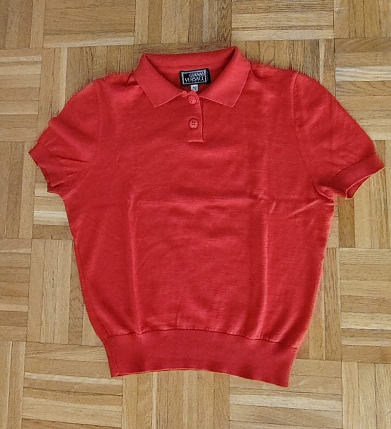 Gianni Versace Red Cashmere & Silk Polo Shirt