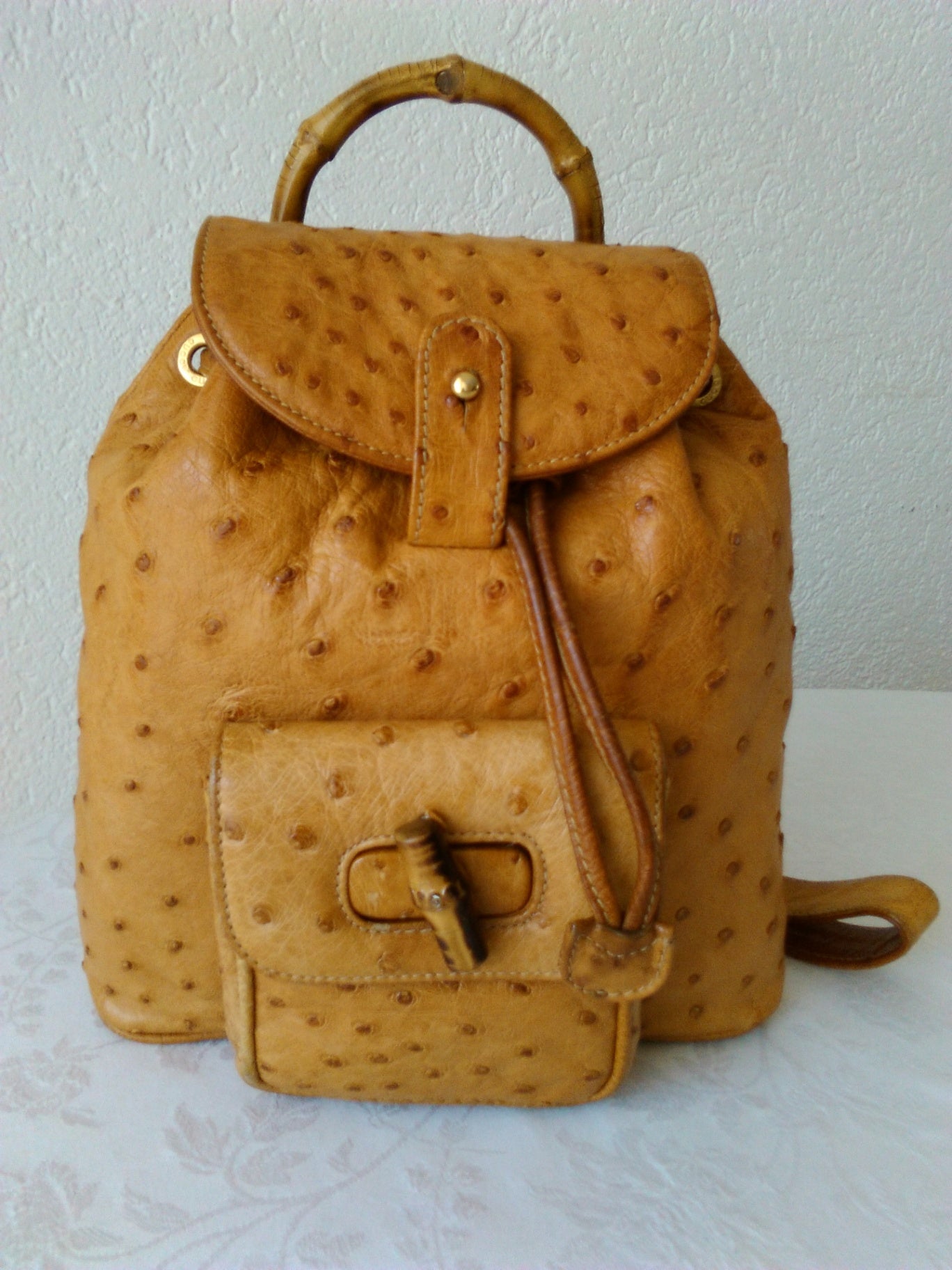 GUCCI  Bamboo mini ostrich backpack