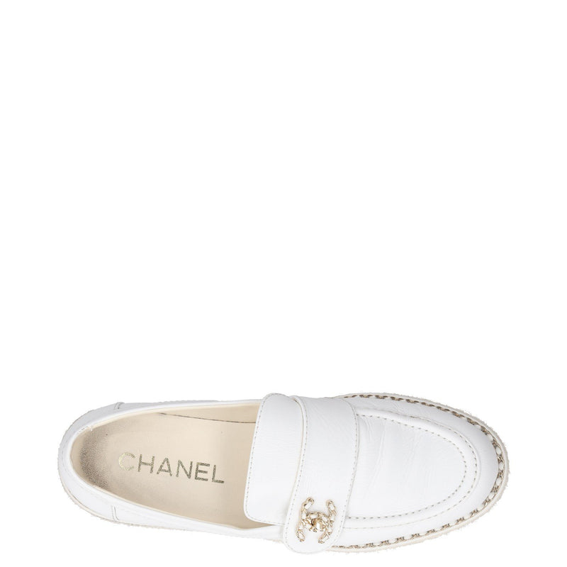 Chanel Interlocking CC Logo Leather Loafers