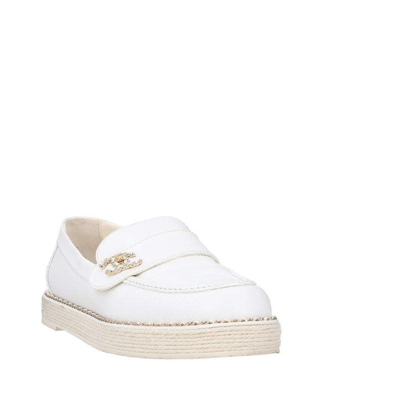 Chanel Interlocking CC Logo Leather Loafers