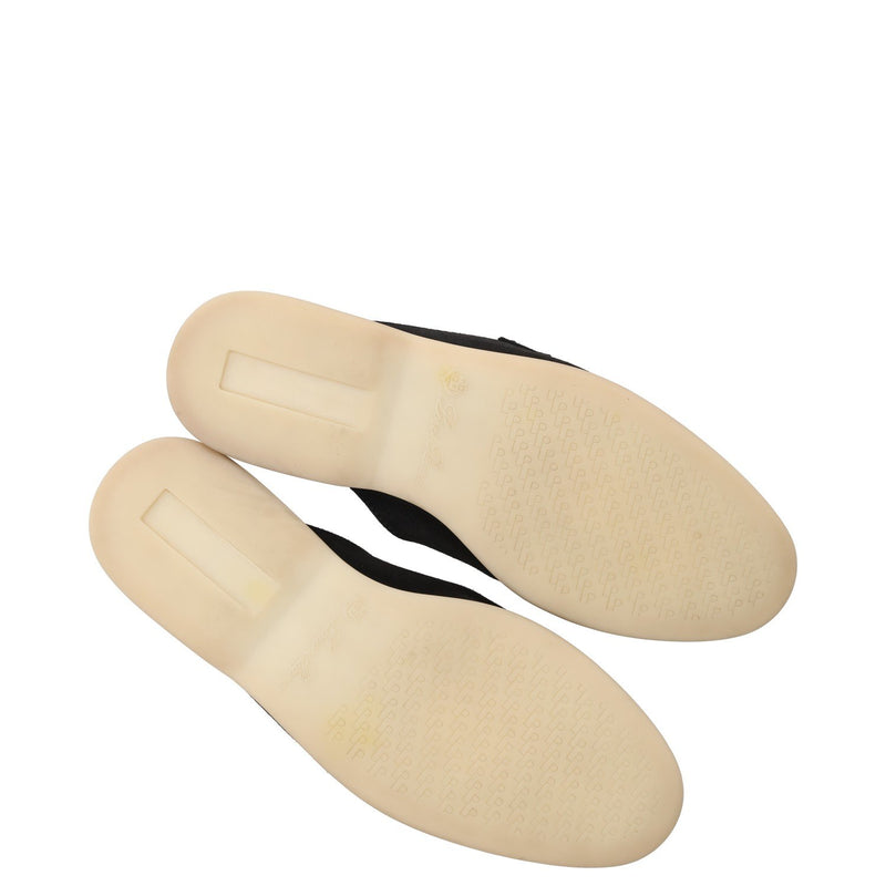 Loro Piana Black Suede Summer Charms Walk Mules