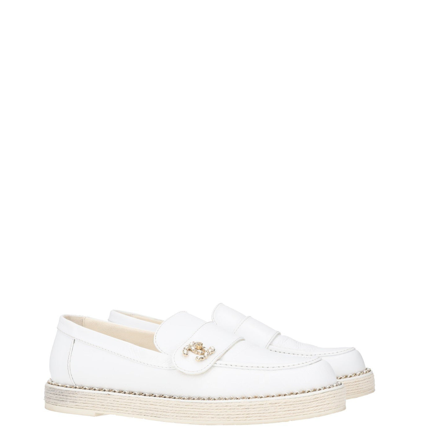 Chanel Interlocking CC Logo Leather Loafers