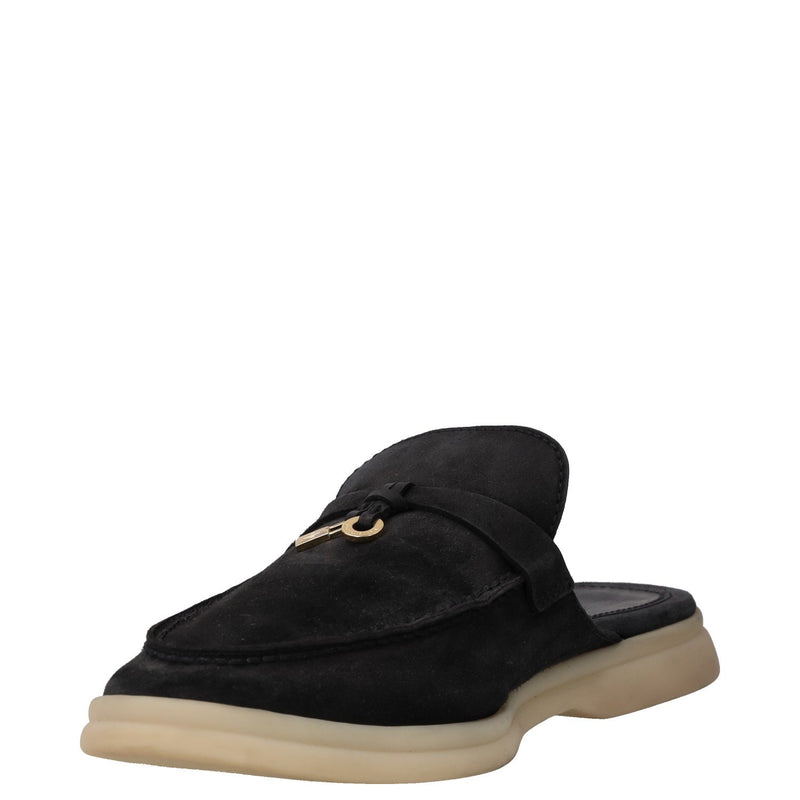 Loro Piana Black Suede Summer Charms Walk Mules