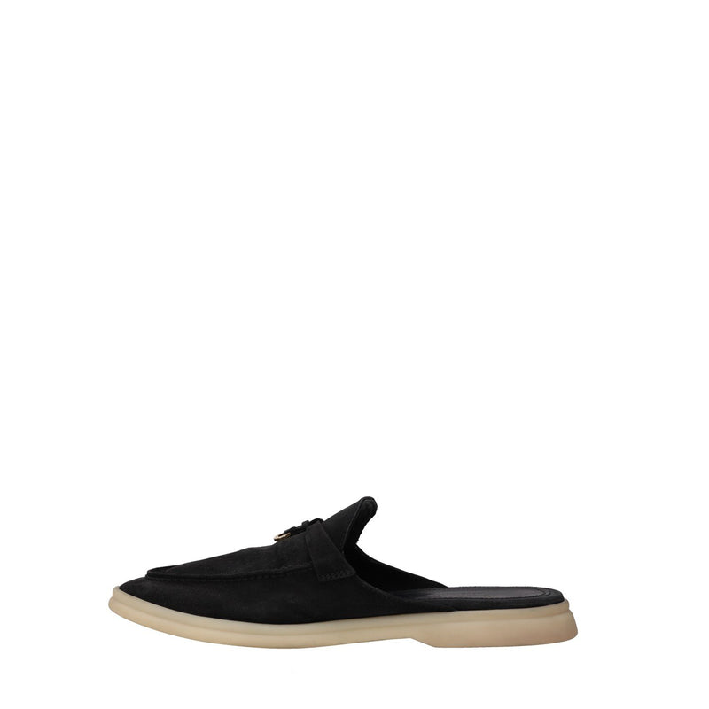 Loro Piana Black Suede Summer Charms Walk Mules