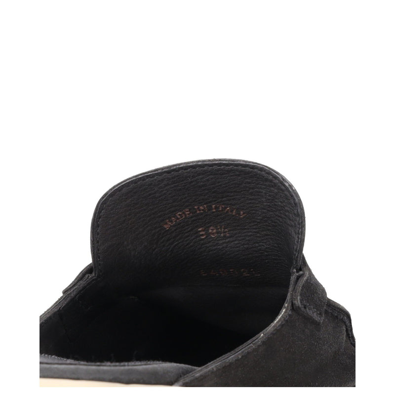 Loro Piana Black Suede Summer Charms Walk Mules