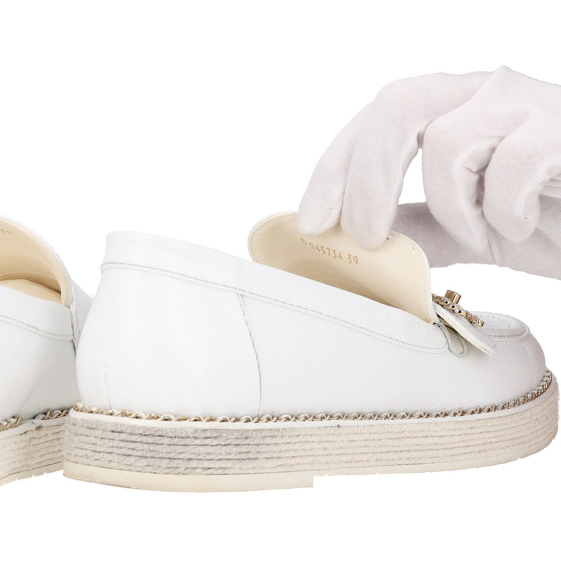 Chanel Interlocking CC Logo Leather Loafers
