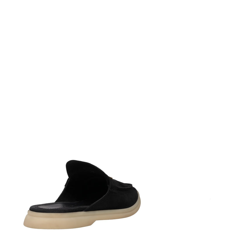 Loro Piana Black Suede Summer Charms Walk Mules