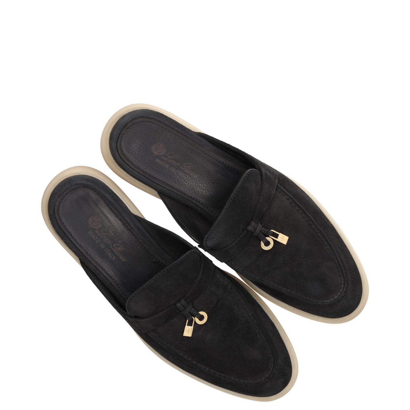 Loro Piana Black Suede Summer Charms Walk Mules