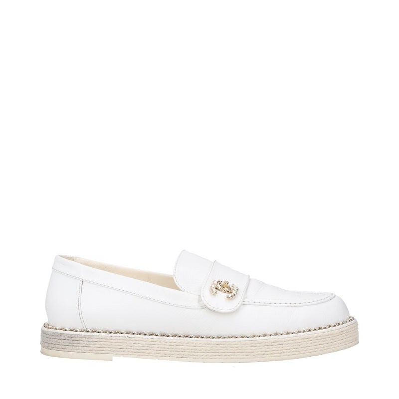 Chanel Interlocking CC Logo Leather Loafers