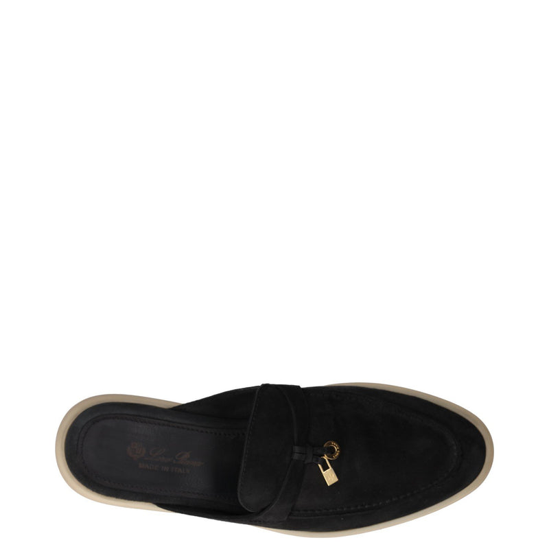 Loro Piana Black Suede Summer Charms Walk Mules