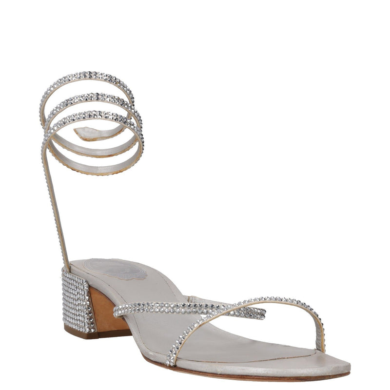 Rene Caovilla Cleo Crystal-embellished Satin Sandals