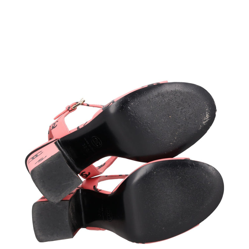 Chanel Printed Lambskin Coco Beach Block Heel