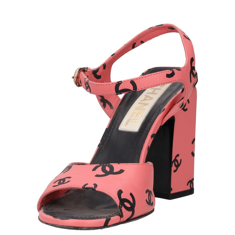 Chanel Printed Lambskin Coco Beach Block Heel