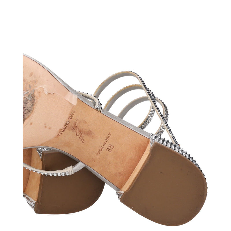Rene Caovilla Cleo Crystal-embellished Satin Sandals