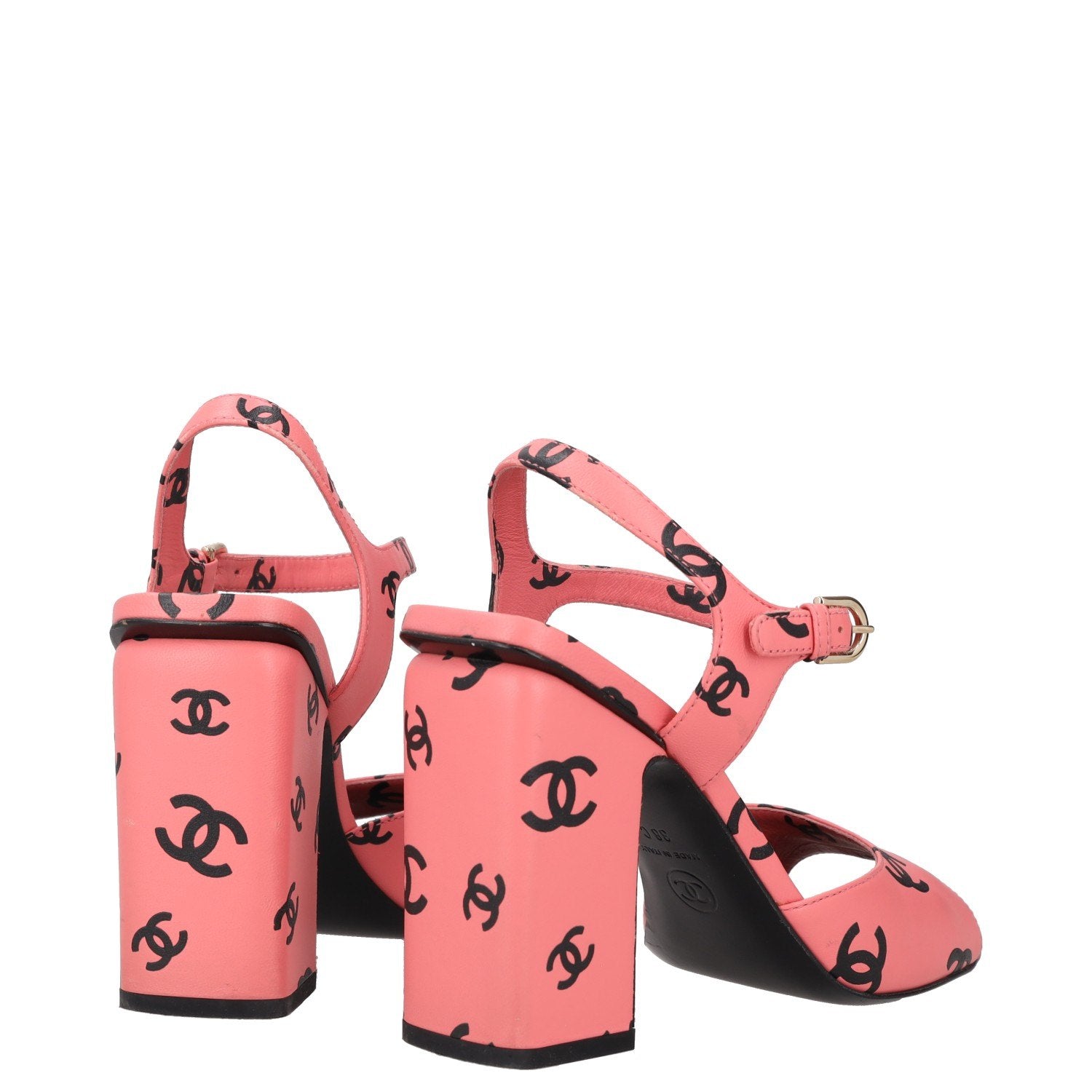 Chanel Printed Lambskin Coco Beach Block Heel