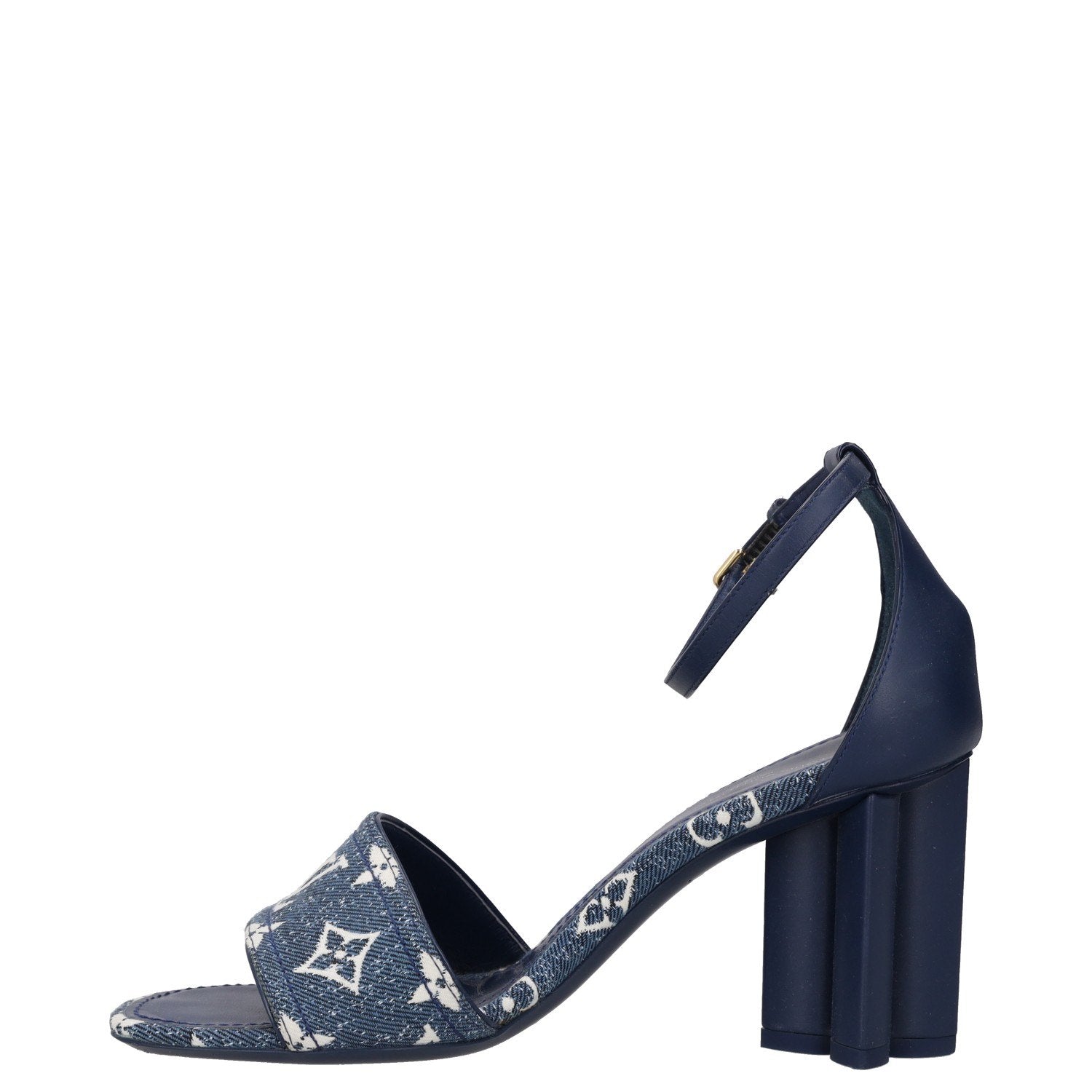 Louis Vuitton Navy blue Denim with leather accents Heeled Shoes