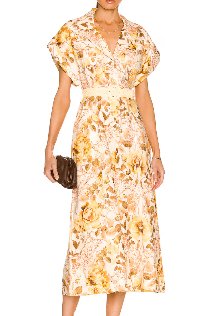 Zimmermann Rosa Belted Floral-Print Linen Jumpsuit