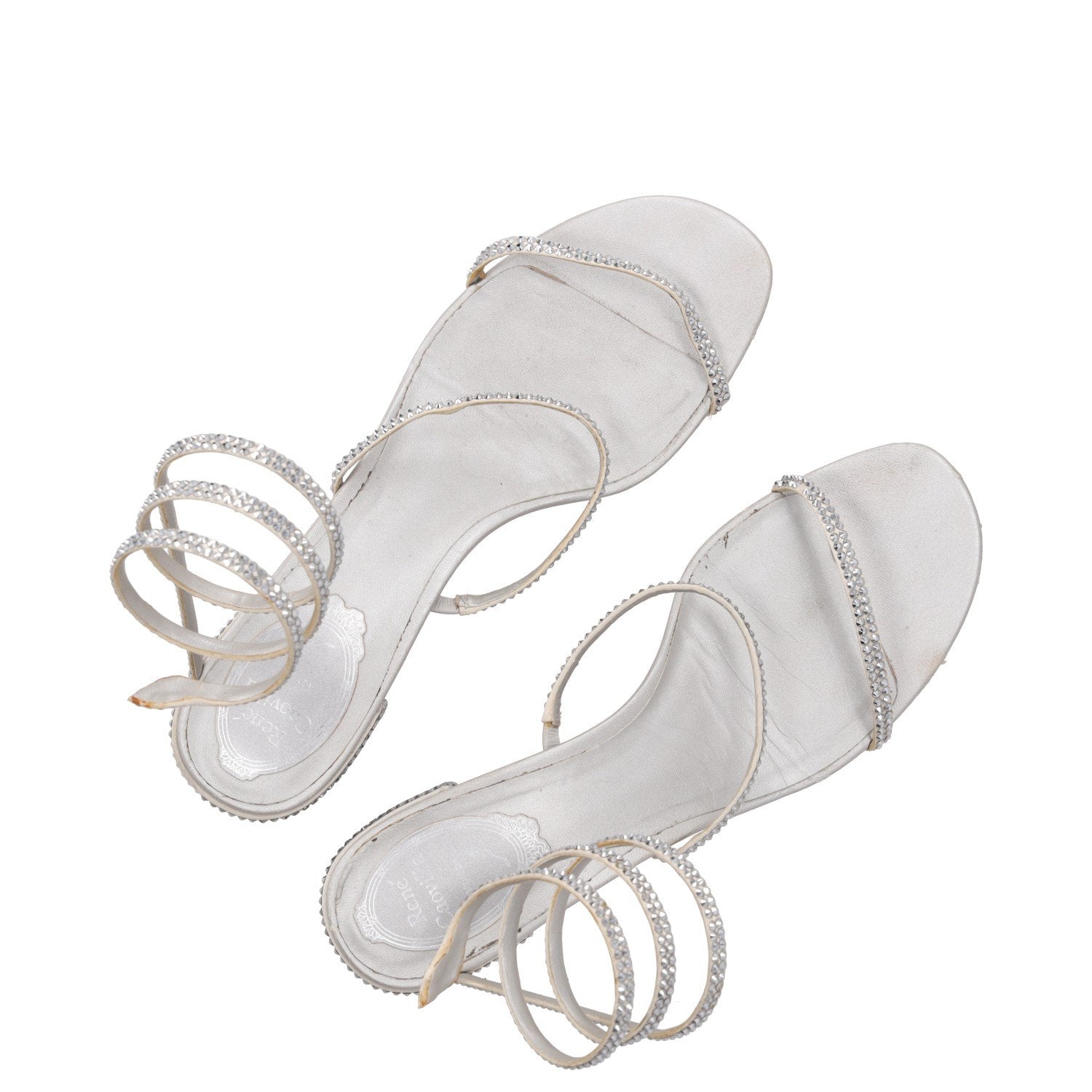 Rene Caovilla Cleo Crystal-embellished Satin Sandals