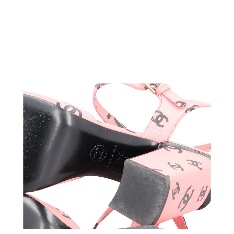 Chanel Printed Lambskin Coco Beach Block Heel