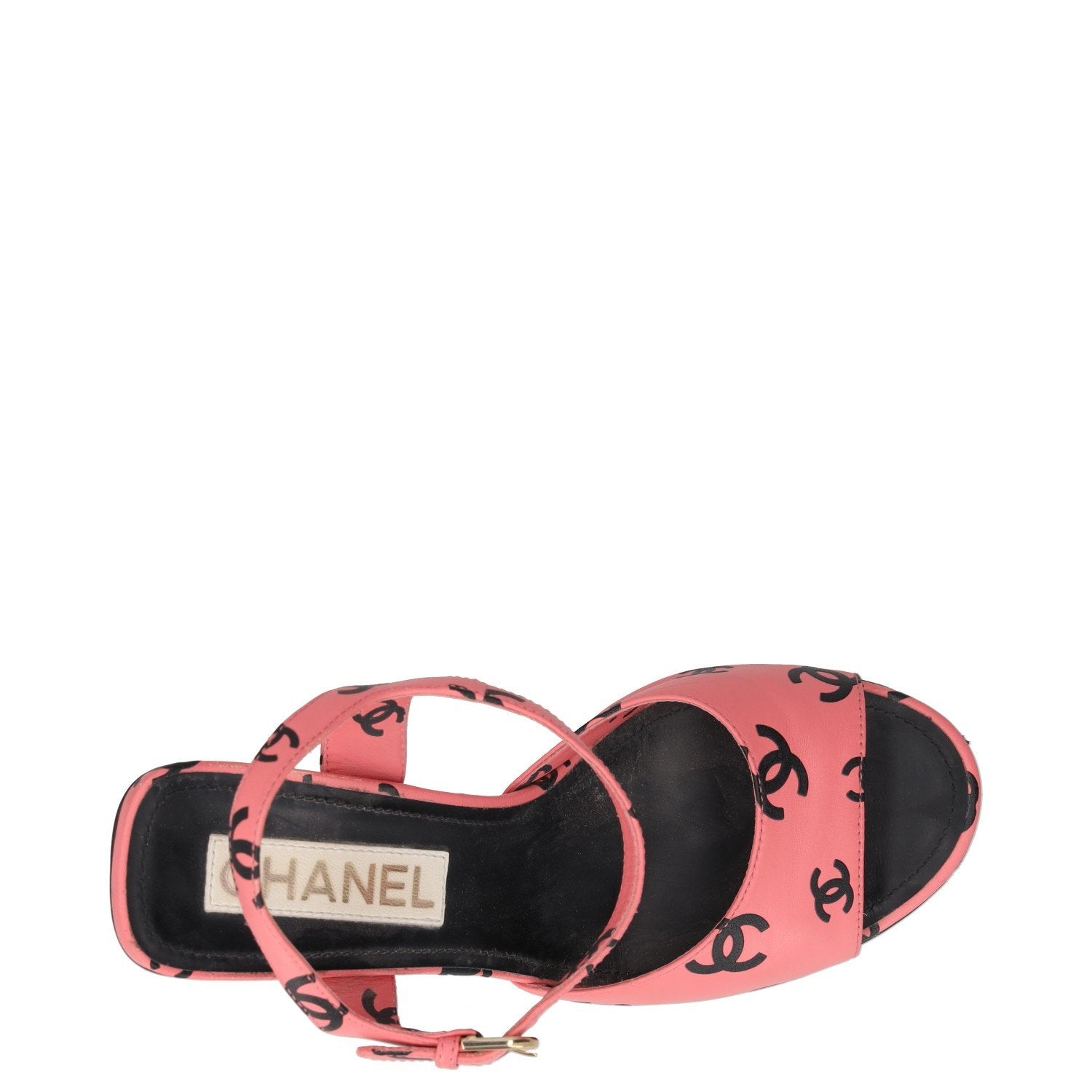 Chanel Printed Lambskin Coco Beach Block Heel