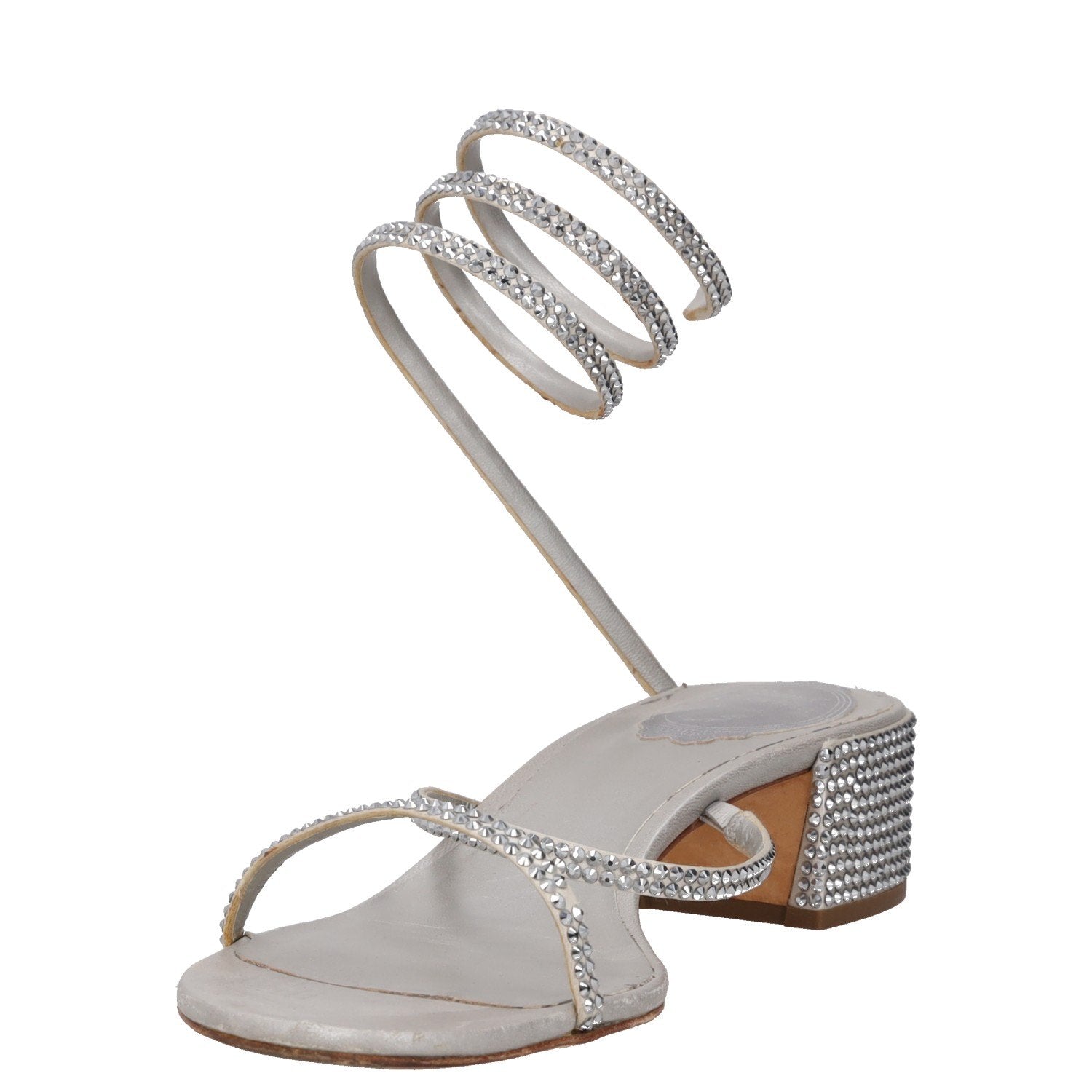 Rene Caovilla Cleo Crystal-embellished Satin Sandals